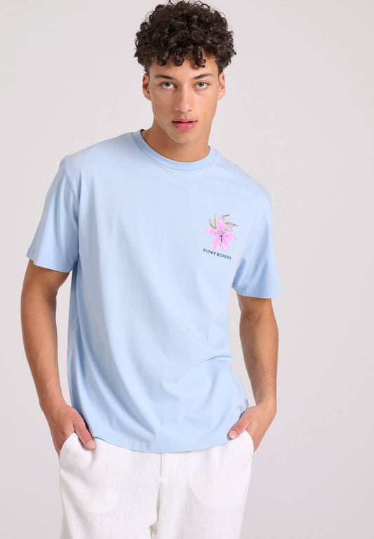 Floral Frame Sky Blue T-Shirt
