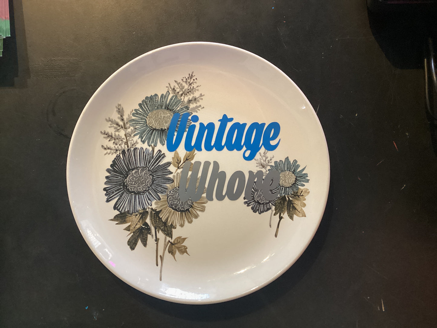 Vintage Whore Floral Plate