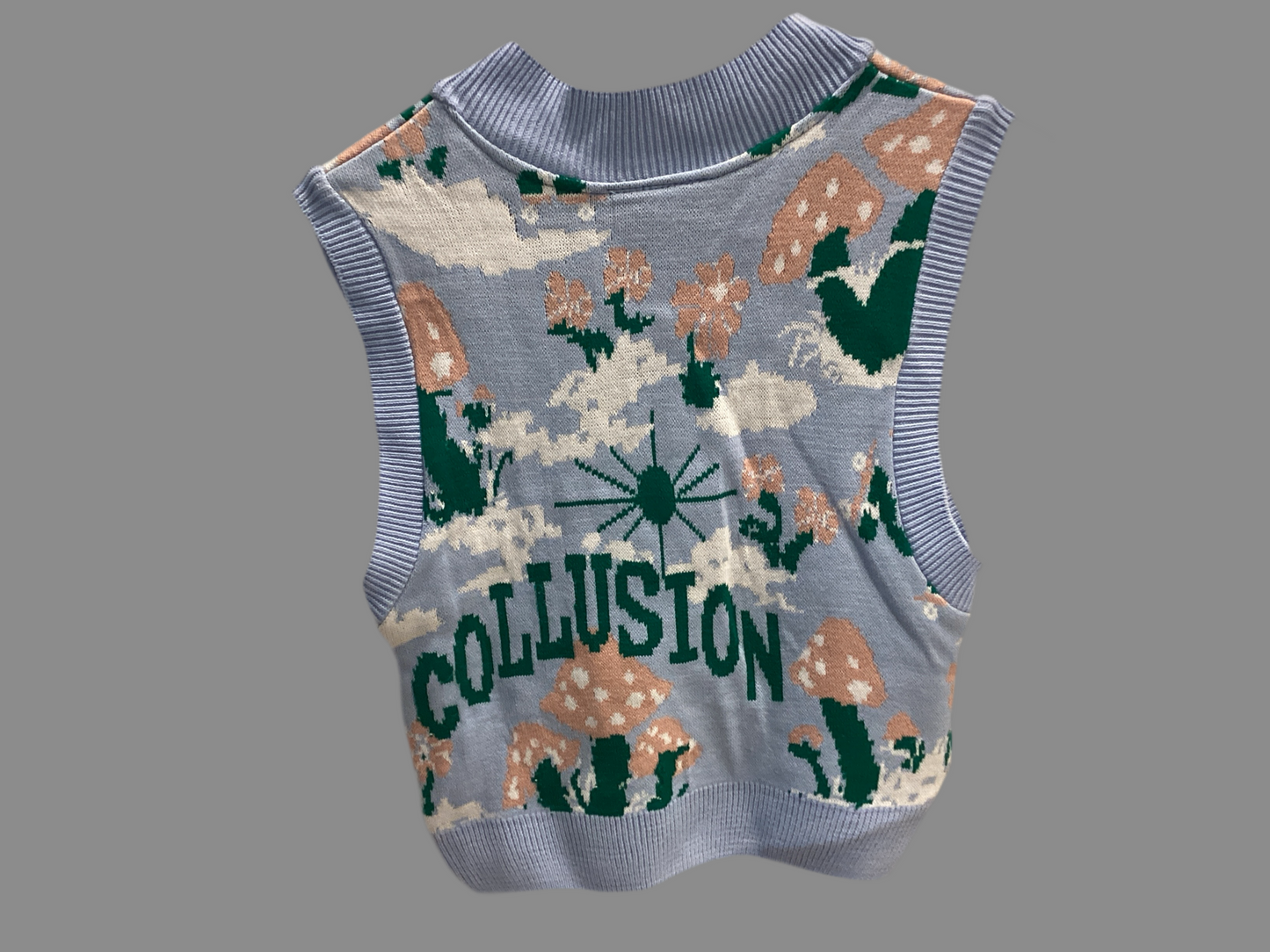 Mushroom Design Knitted Vest