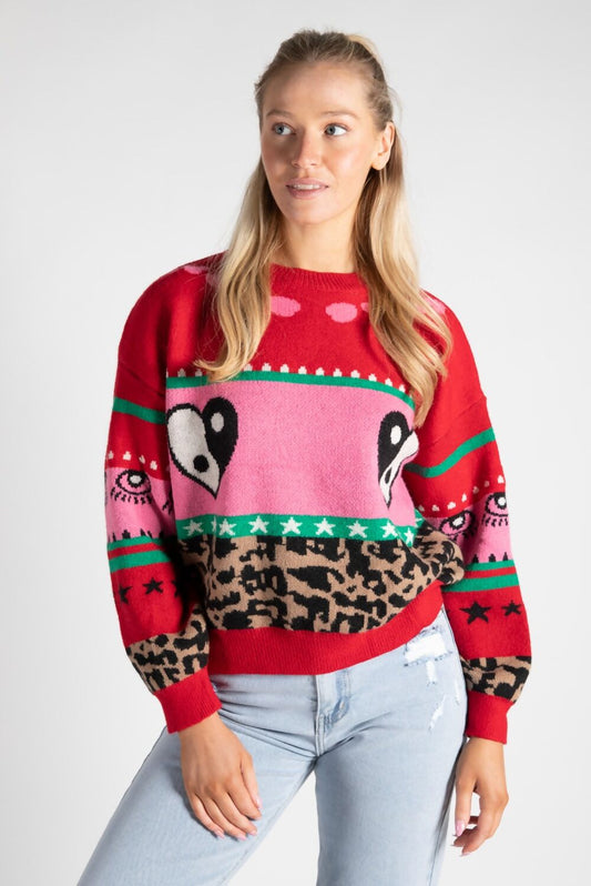 Pink Leopard Print Jumper