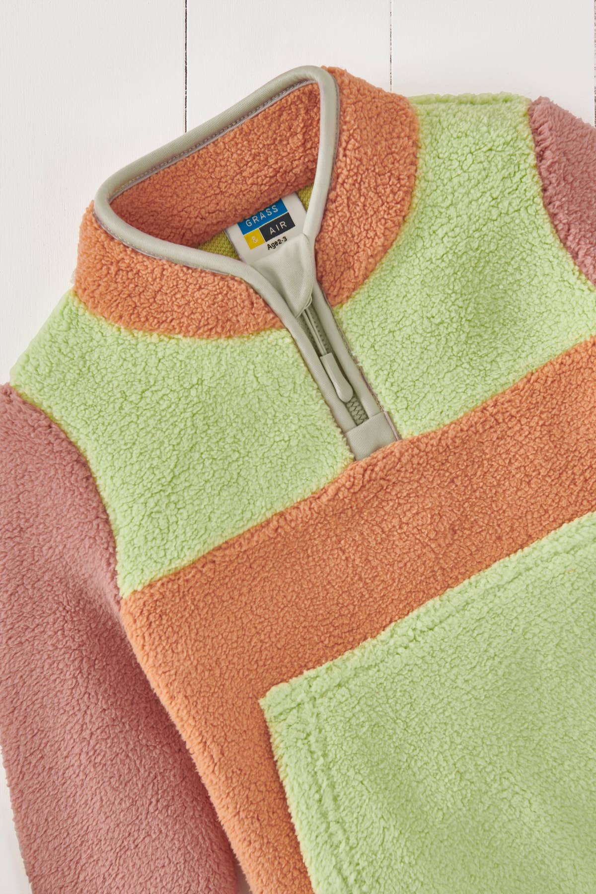 Kids 3-4 Years Orange Kids Borg Quarter Zip Jumper