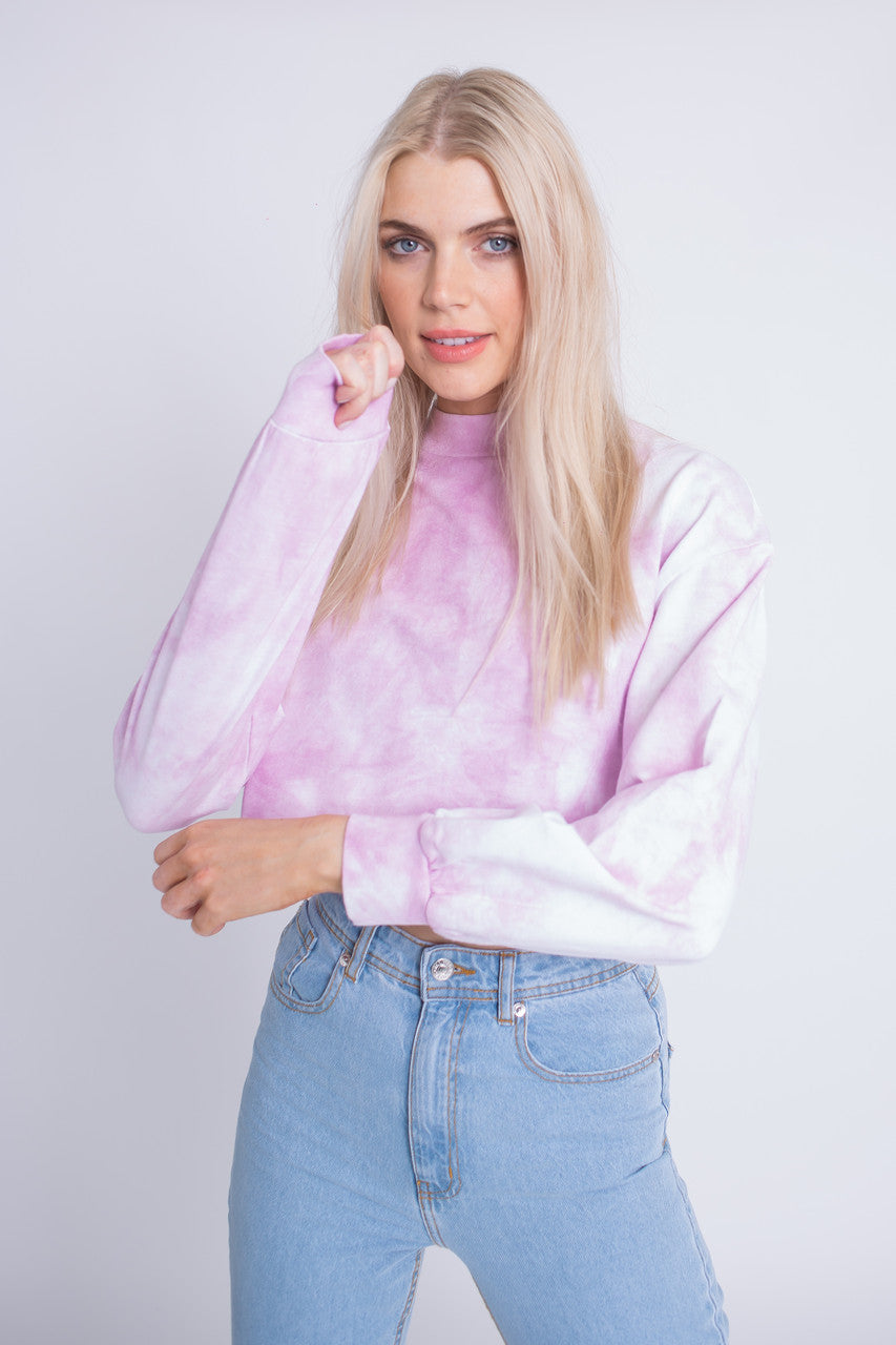 Tie Dye Long Sleeve Cropped Sweatshirt