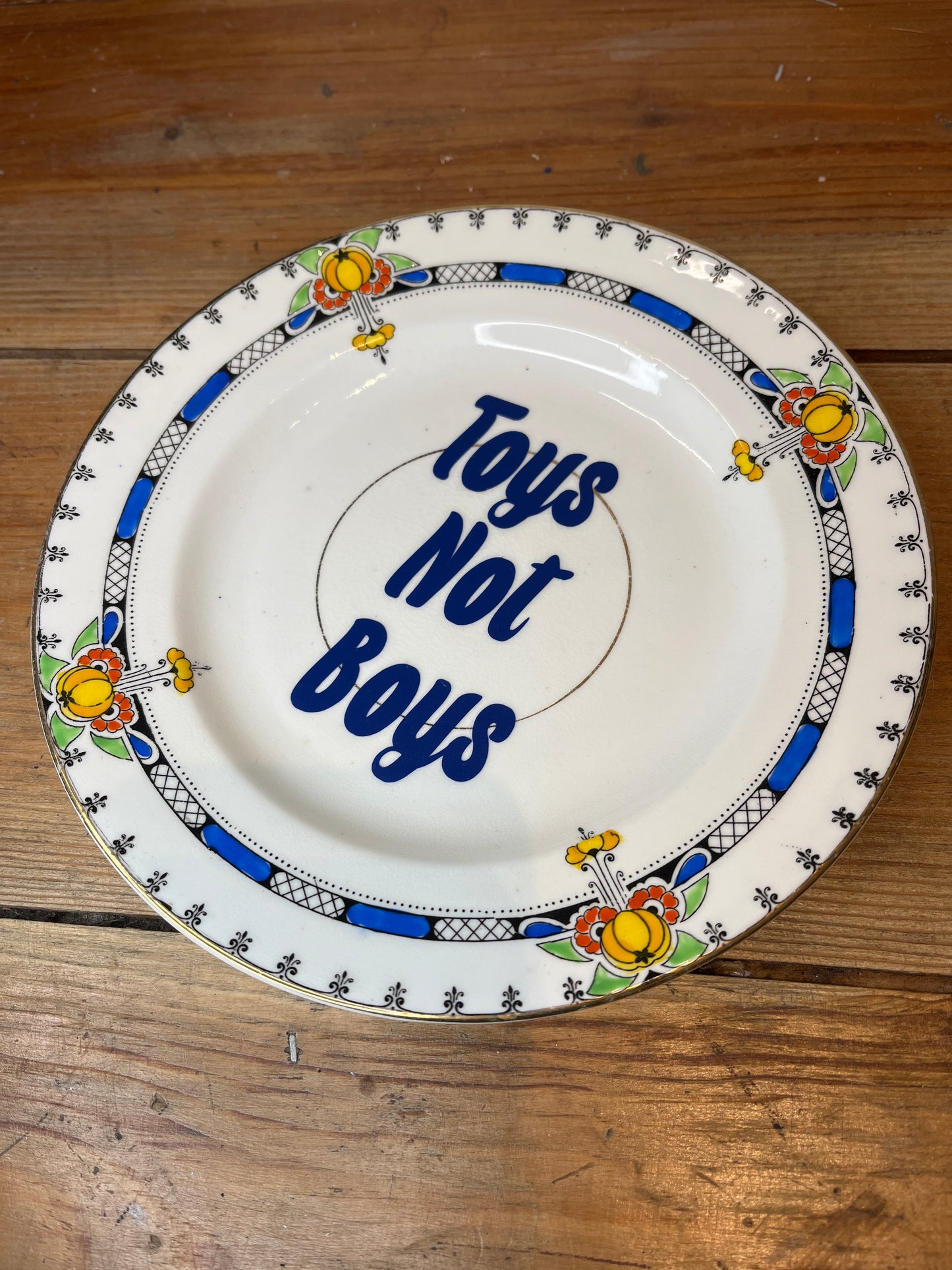 “Toys Not Boys” Vintage Plate