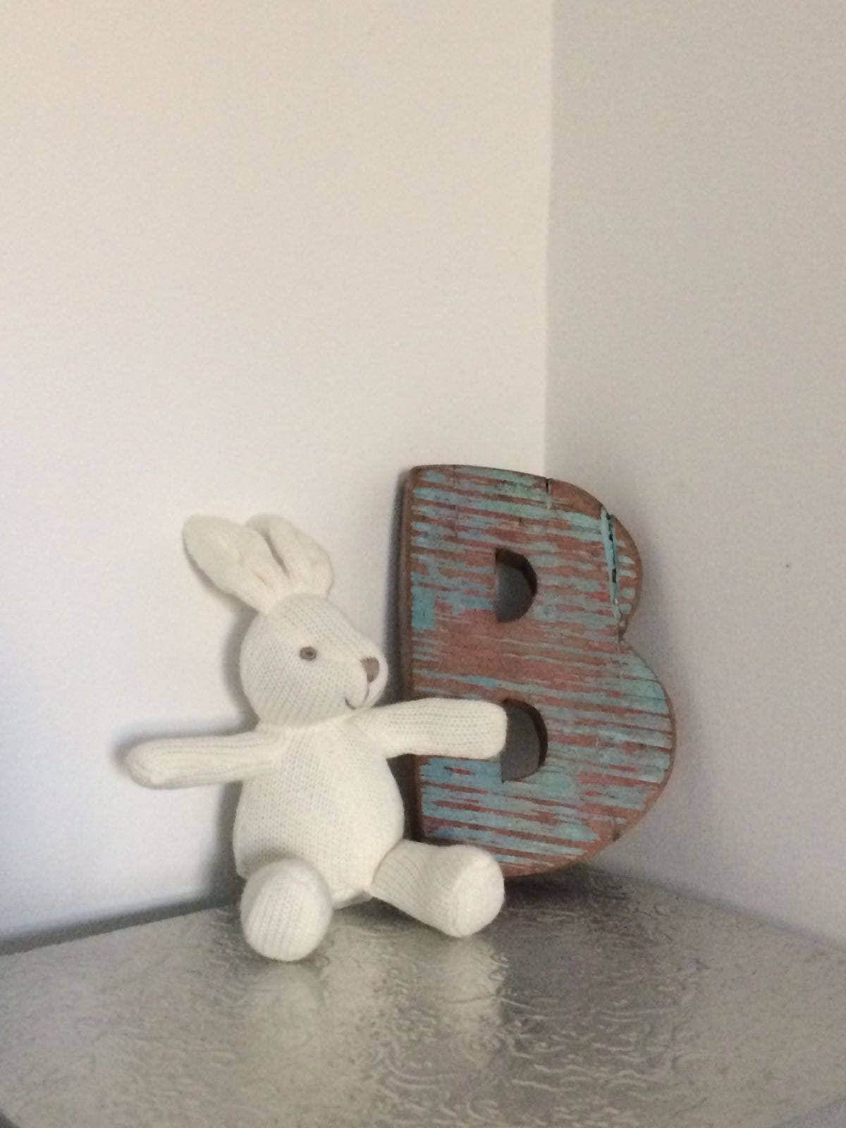 Knitted Organic Cotton White Bunny Rattle