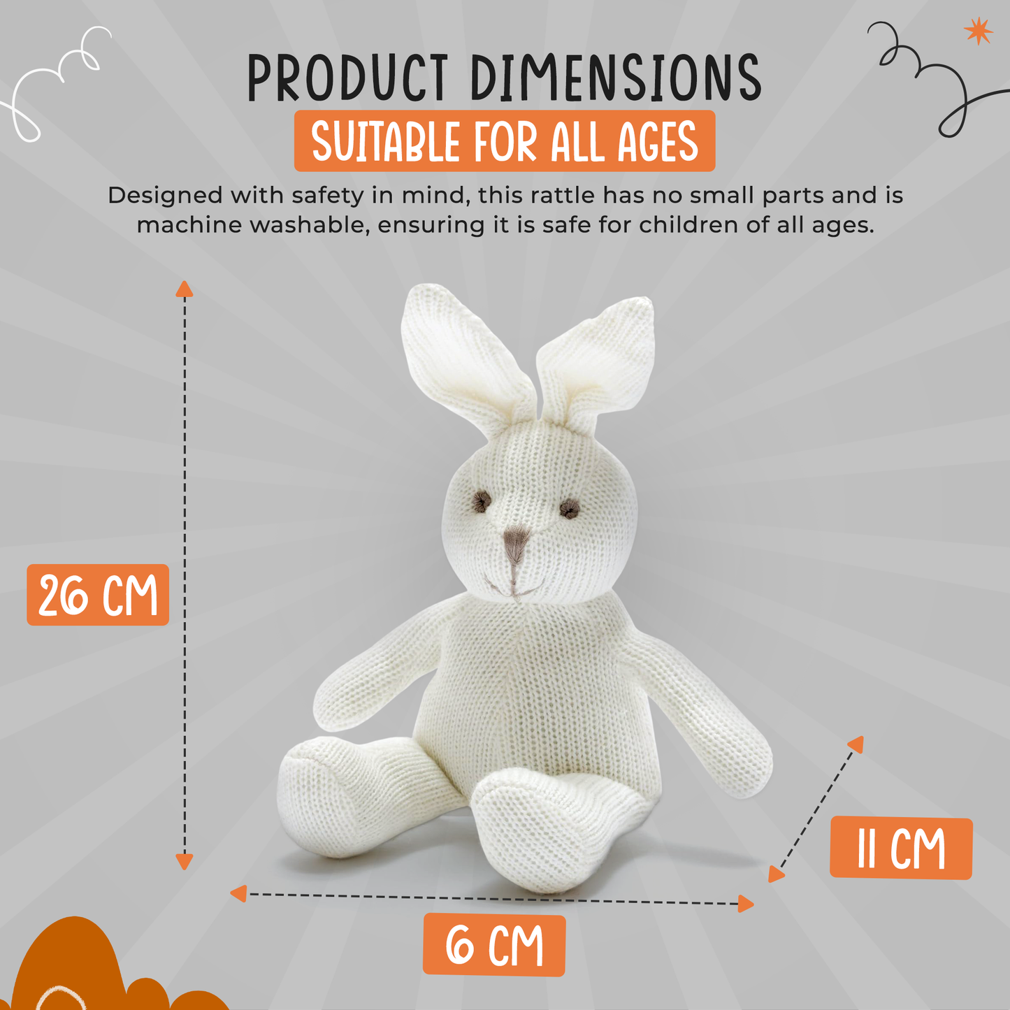 Knitted Organic Cotton White Bunny Rattle