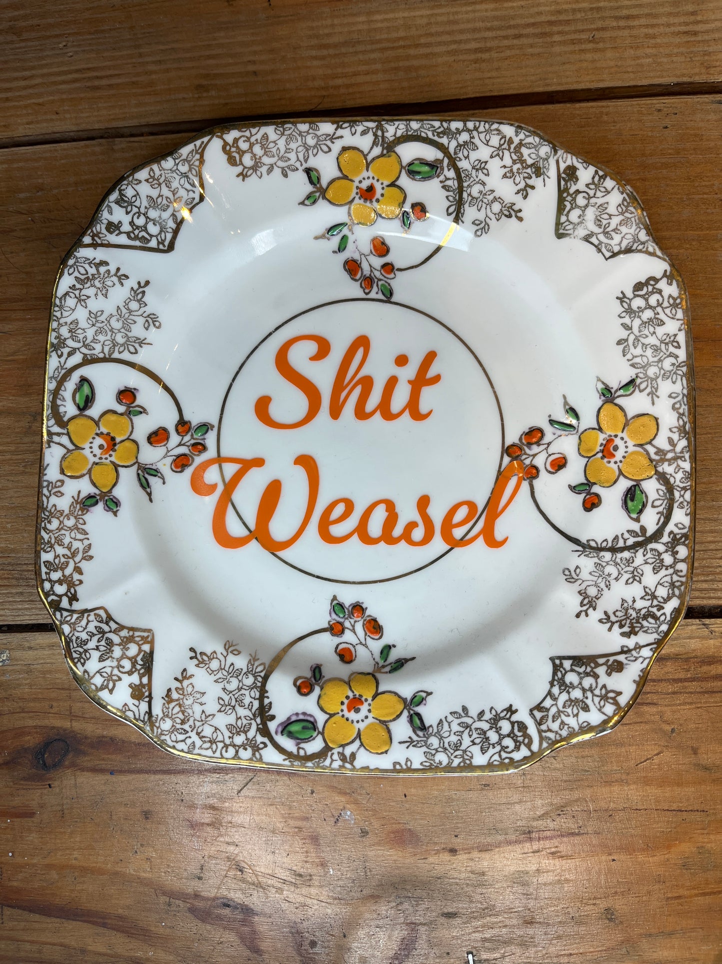 “Shit Weasel” Vintage Plate