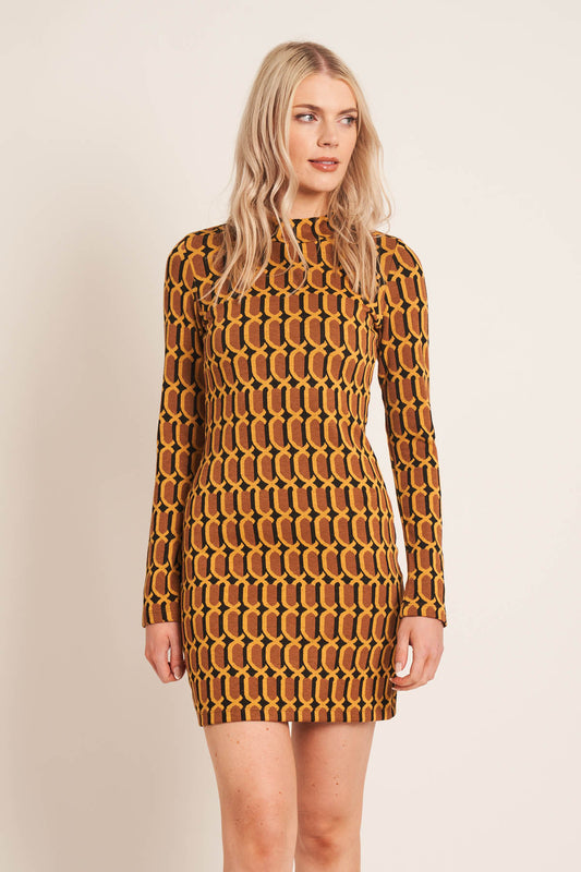 Knitted High Neck Mini Dress