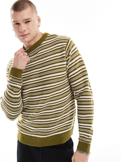 Thin Stripe Men's Khaki Jumper