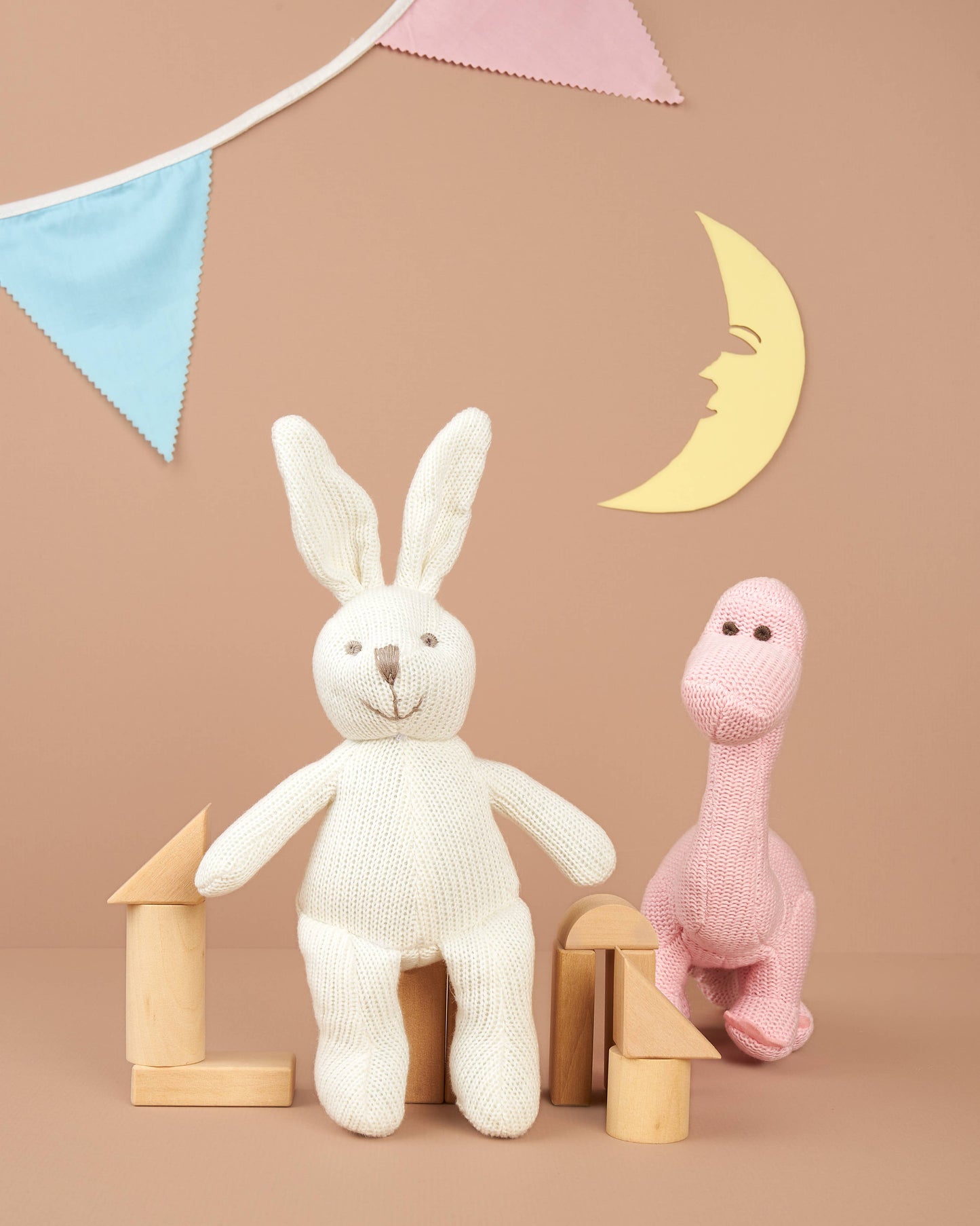 Knitted Organic Cotton Pink Diplodocus Dinosaur Baby Rattle