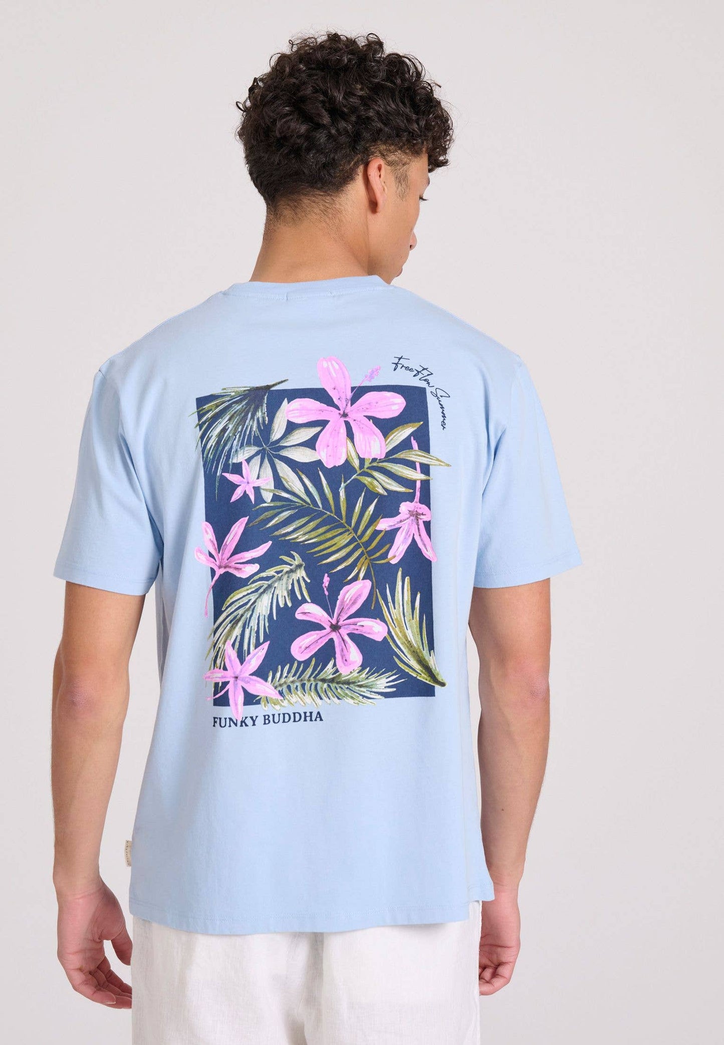 Floral Frame Sky Blue T-Shirt