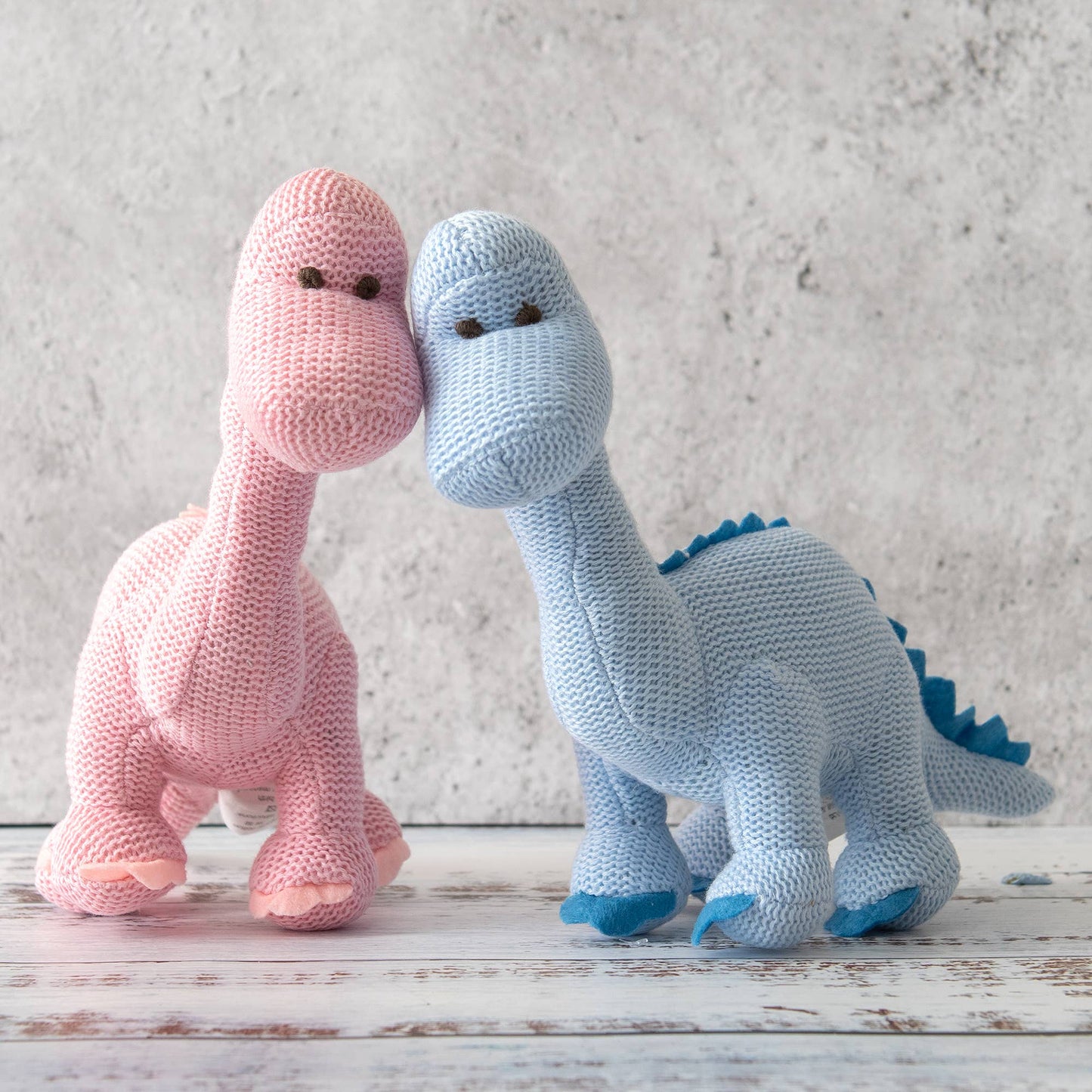 Knitted Organic Cotton Pink Diplodocus Dinosaur Baby Rattle