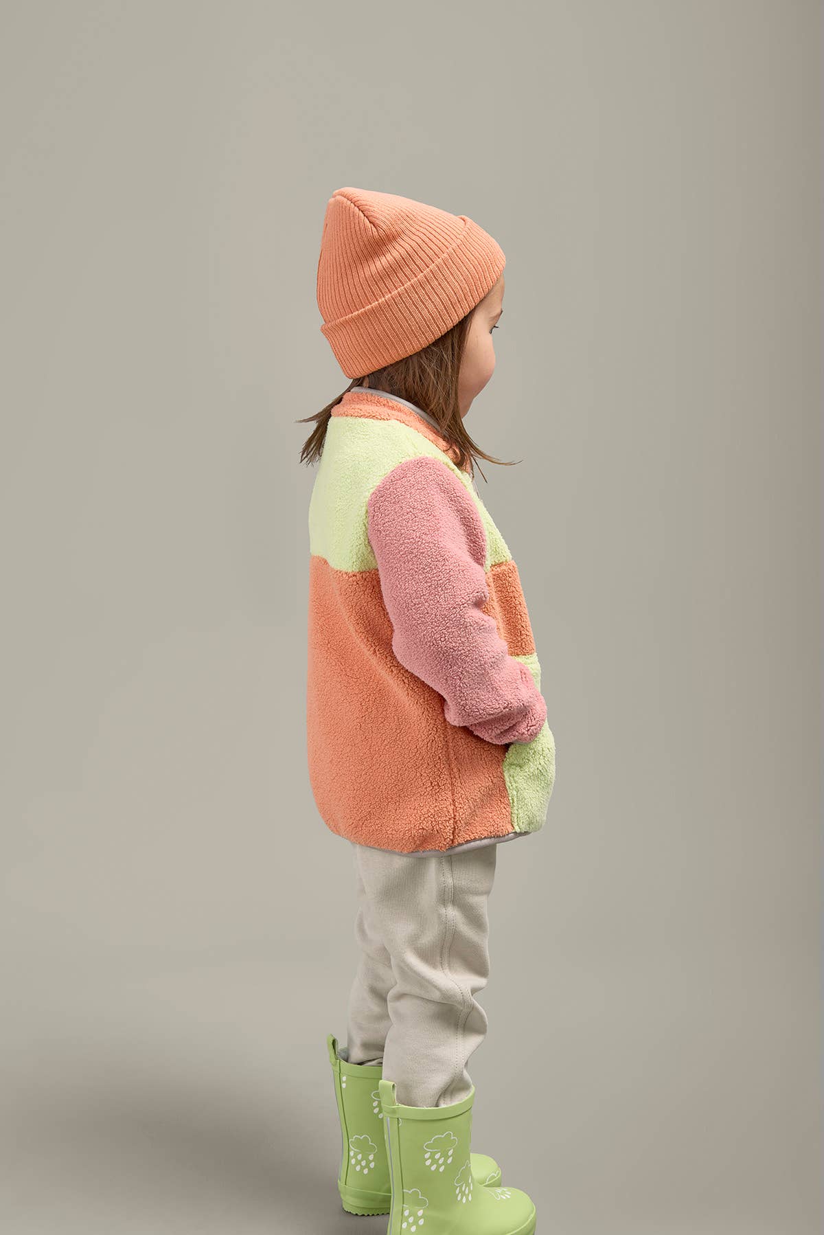 Kids 3-4 Years Orange Kids Borg Quarter Zip Jumper
