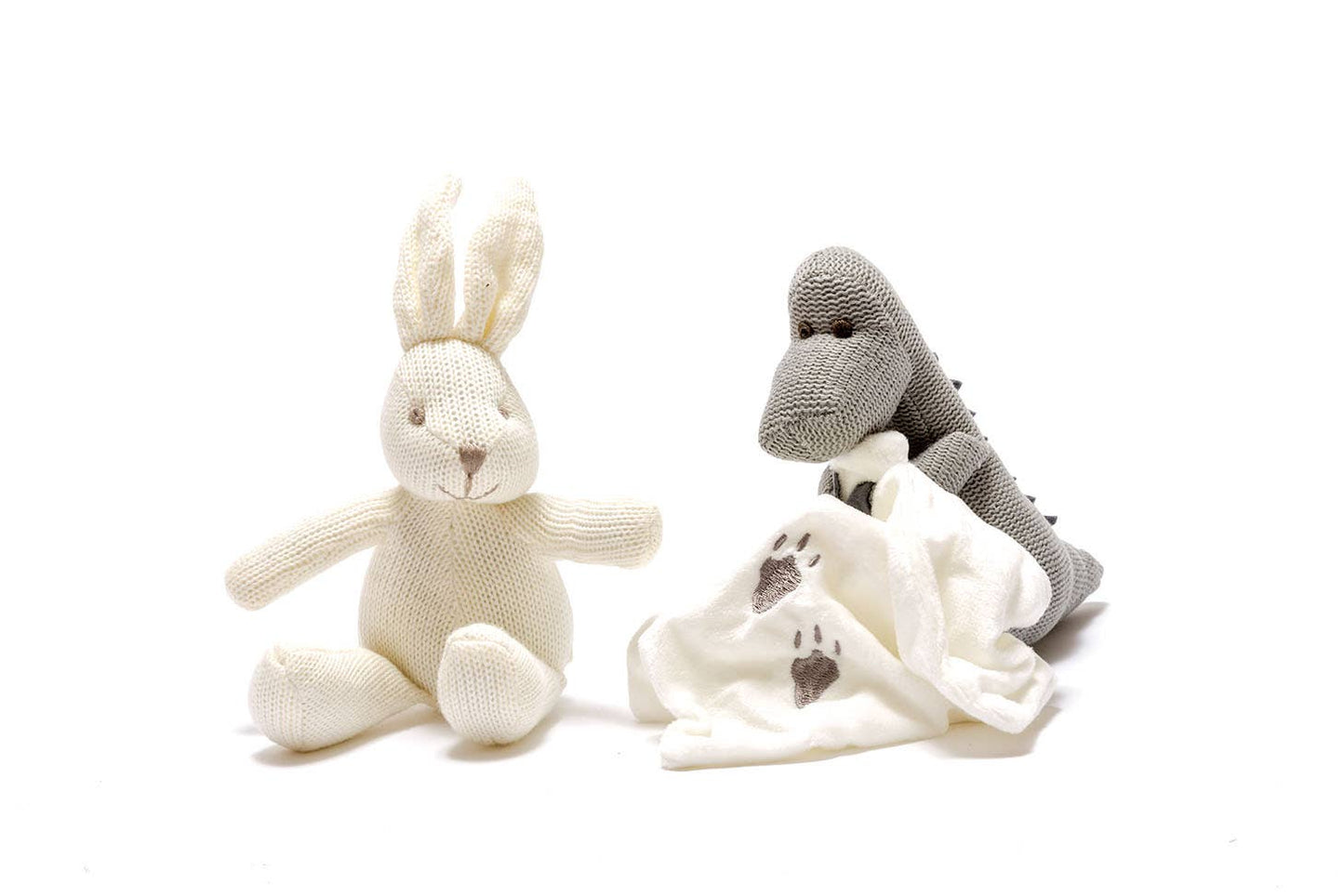 Knitted Organic Cotton White Bunny Rattle
