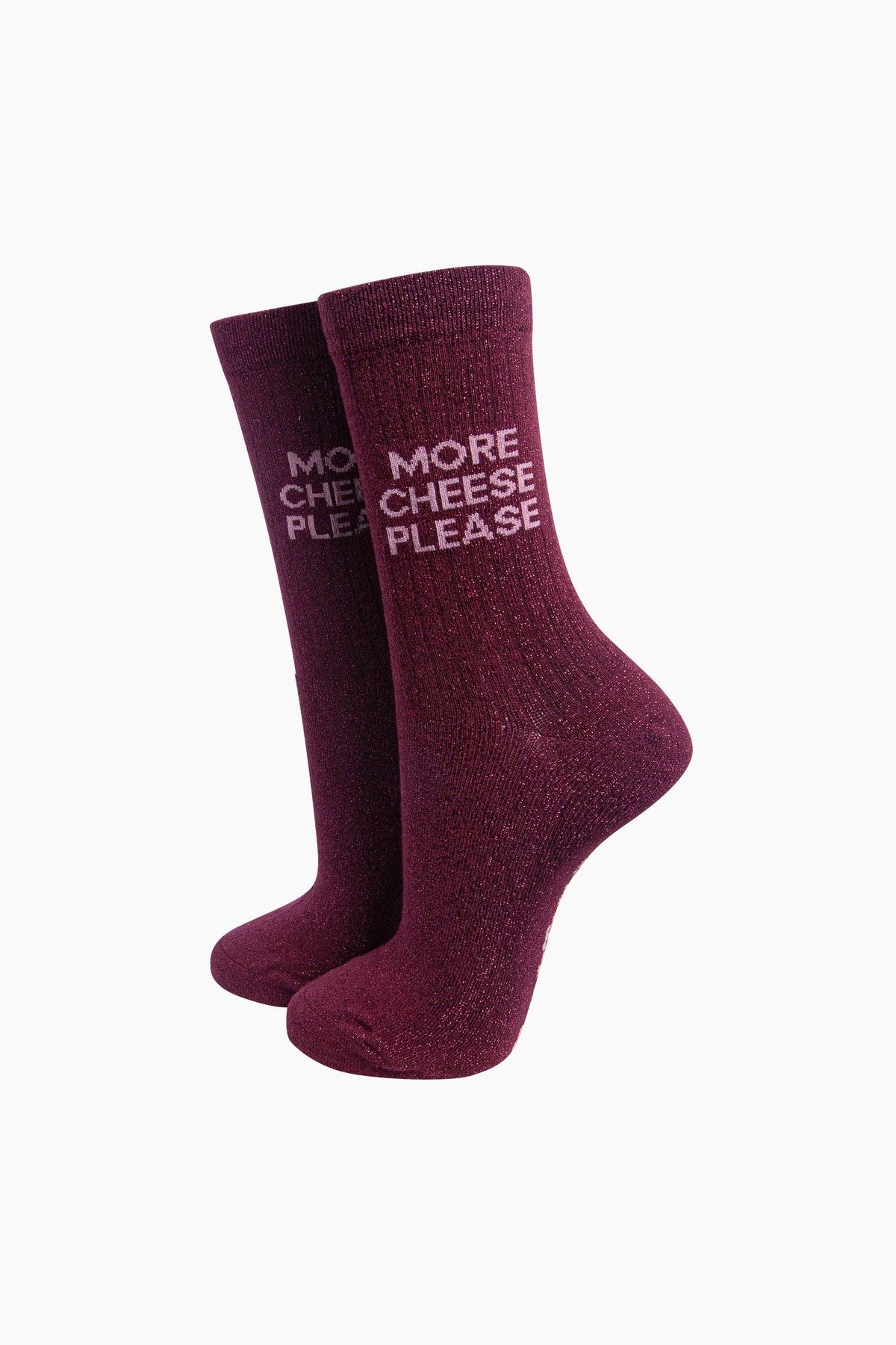 More Cheese Please Cotton Glitter Socks UK 3-7