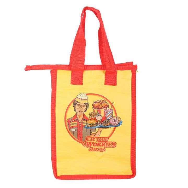 Eat Your Worries Lunch Bag by Steven Rhodes